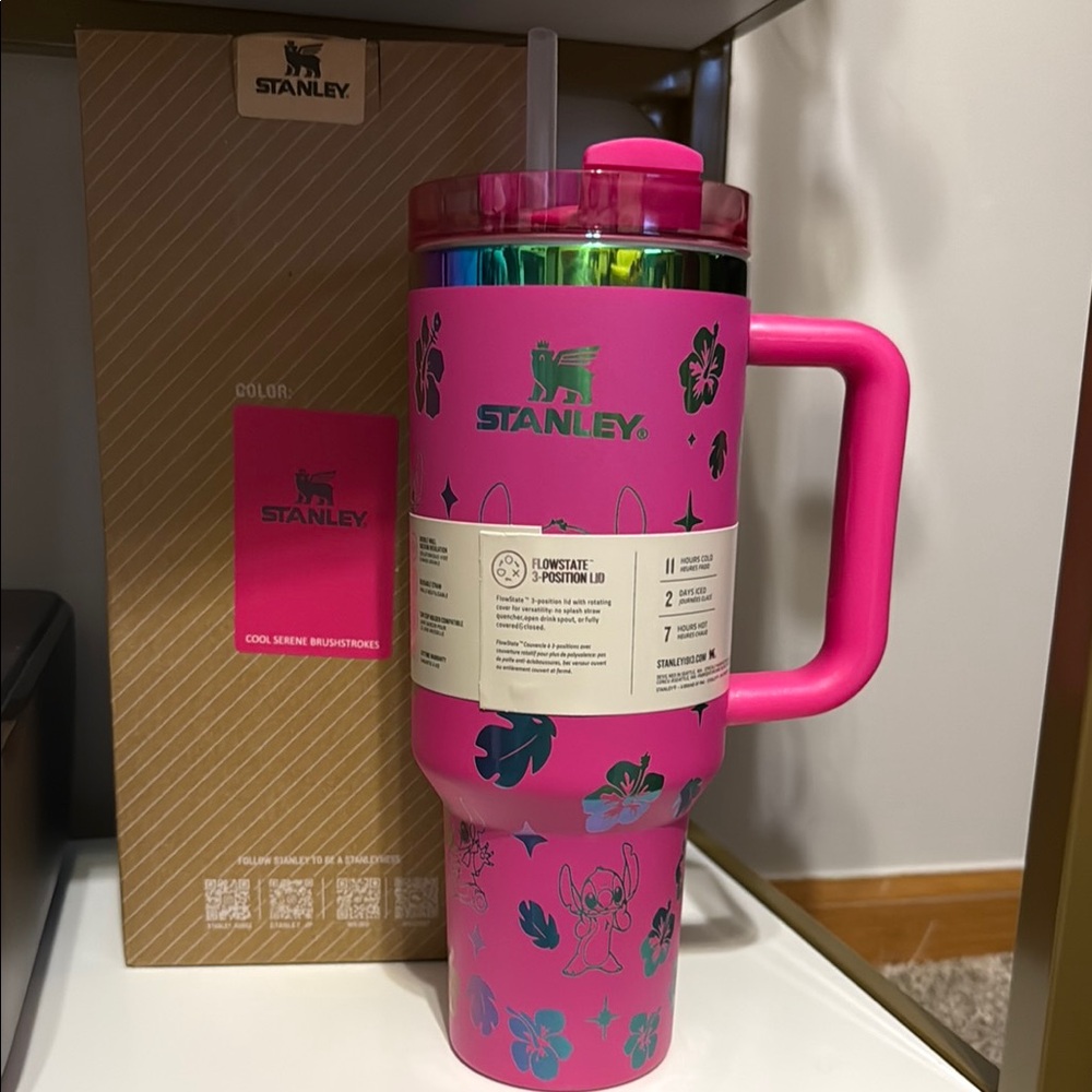 Stanley Pink Floral Tumbler with Straw